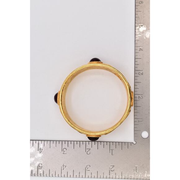 Fendi Vintage Gripoix Bangle Bracelet Red Brushed Gold Heavy Signed AS IS Bin7 - Picture 12 of 12